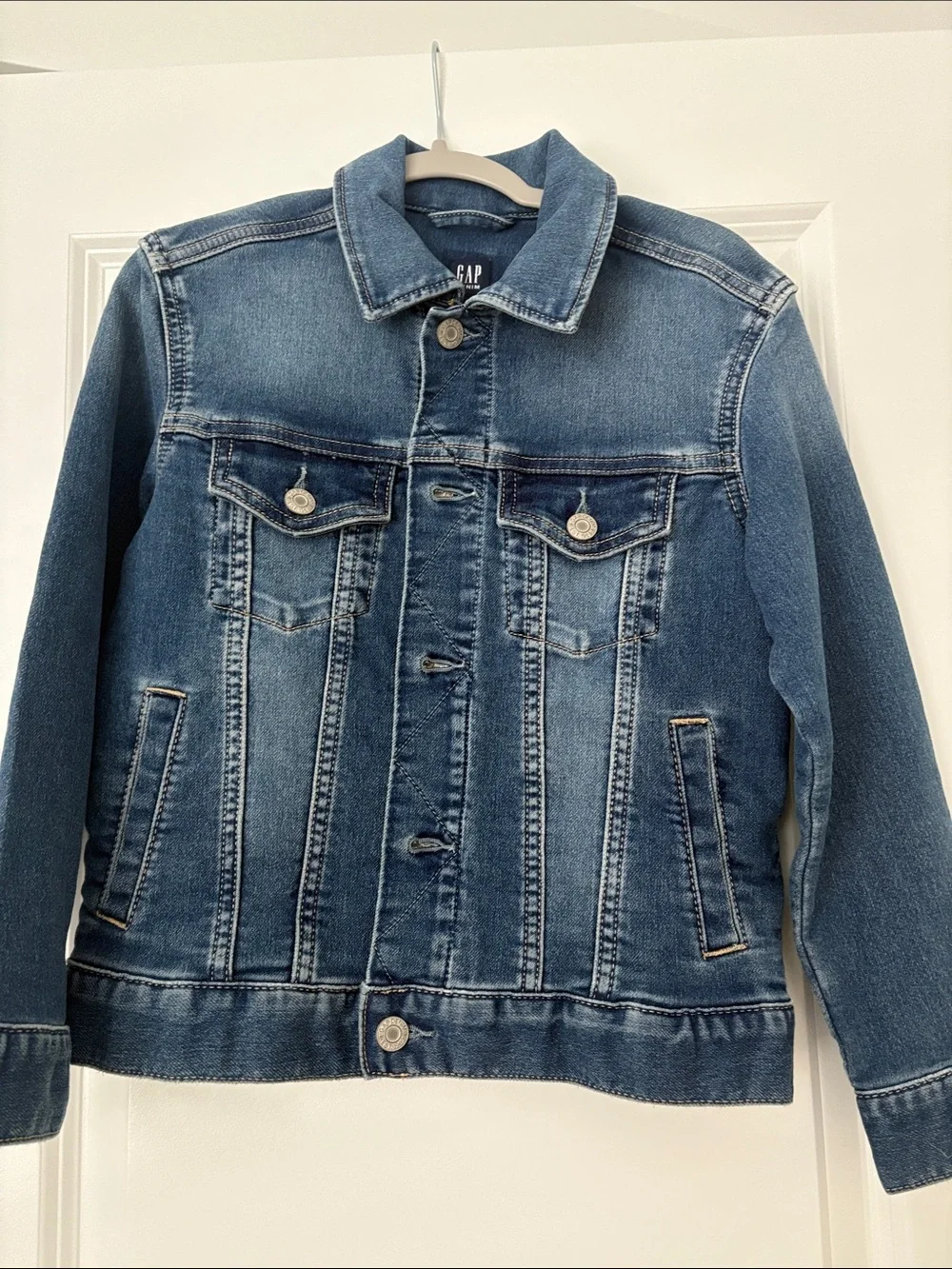 GAP Kids Tan Cargo Jogger Pants, denim coat, and white cotton top bundle